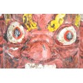 Veche mască tibetană Mahākāla - lemn & papier-mâché - Buthan
